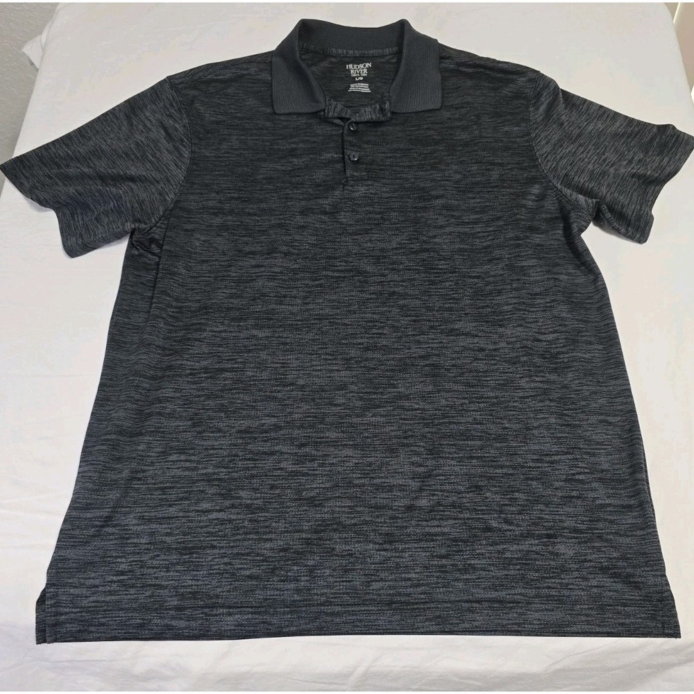 Hudson River Men's Large Polo Shirt Dark Grey Short-Sleeve